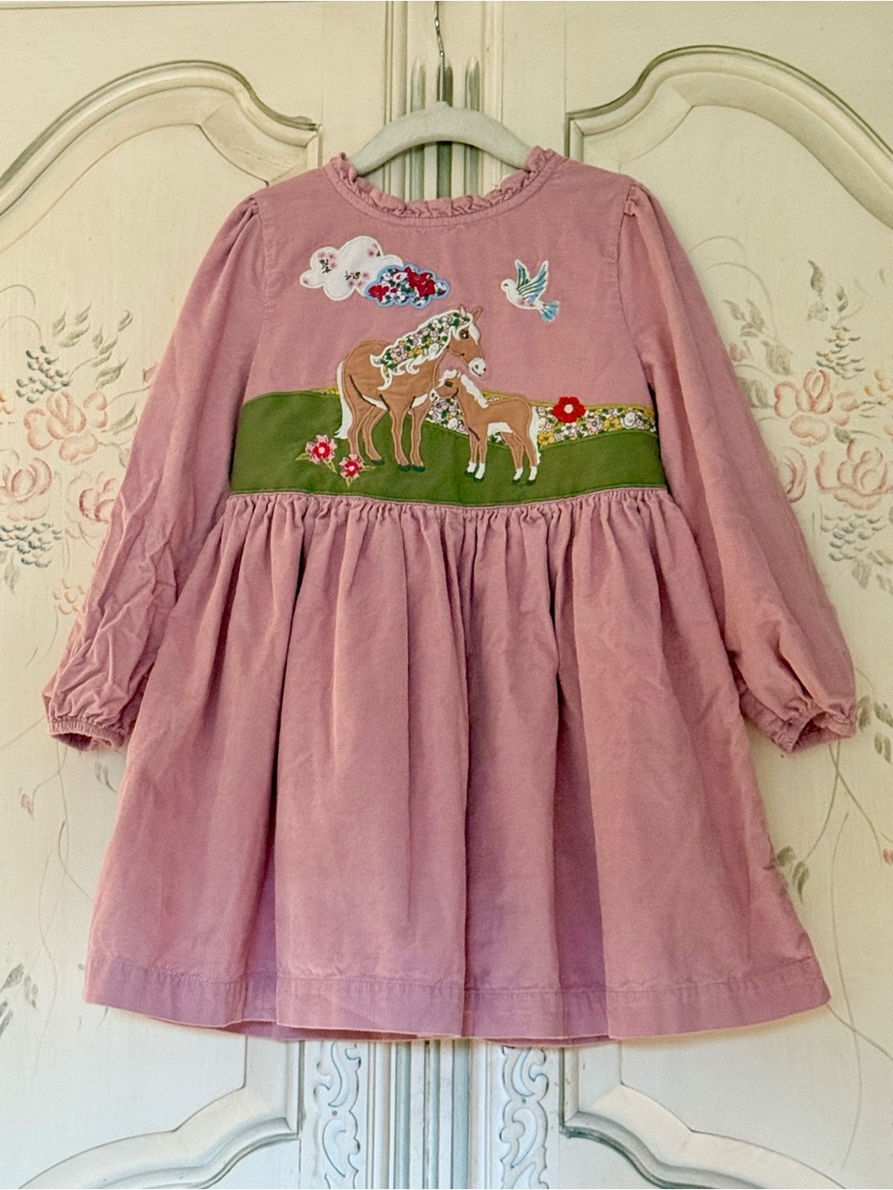 Mini Boden 5-6Y Horse/Meadow Appliqué Pink Cord D